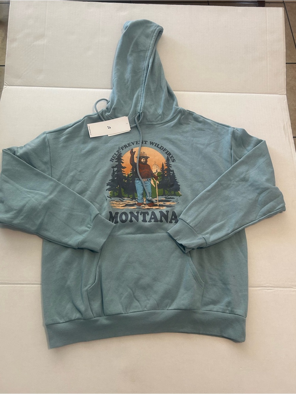 Forever 21 Dusty Teal Montana Graphic Hoodie